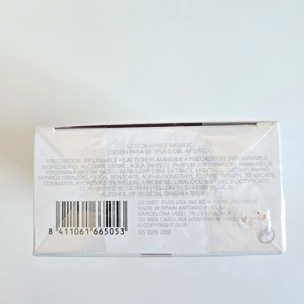 New In Box Carolina Herrera CH After Shave Lotion-100ml/3.4oz Sealed Packaging